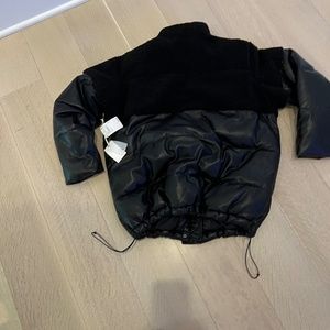 Good American Bomber faux leather jacket